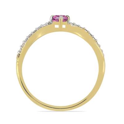 BUY 14K GOLD NATURAL PINK TOPAZ GEMSTONE CLASSIC RING WITH WHITE DIAMOND